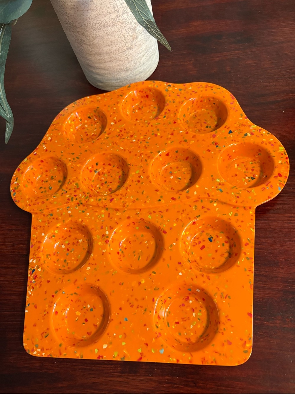 Orange Confetti Silicone 12-Cup Baking Mold